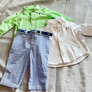 4piece Ralph Lauren bundle for baby boy, 6mos, 2 shirts, pants and belt
